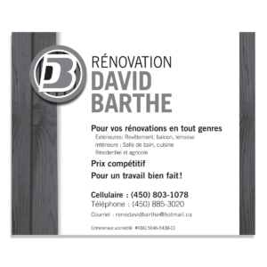 Annonce imprimée pour Rénovation David Barthe