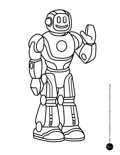 Robot salut coloriage