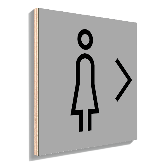 Signalisation toilette femme à droite gris moderne