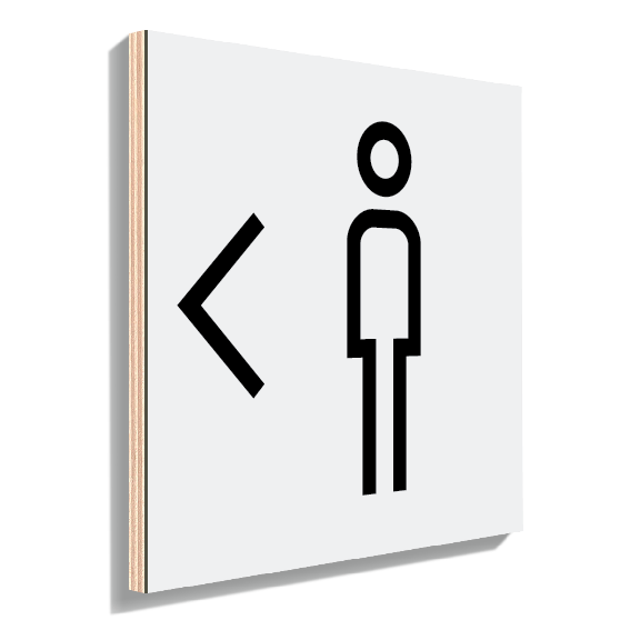 Signalisation toilette homme à gauche blanc moderne