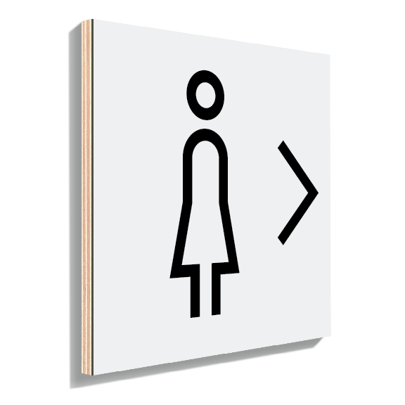 Signalisation toilette femme à droite blanc moderne